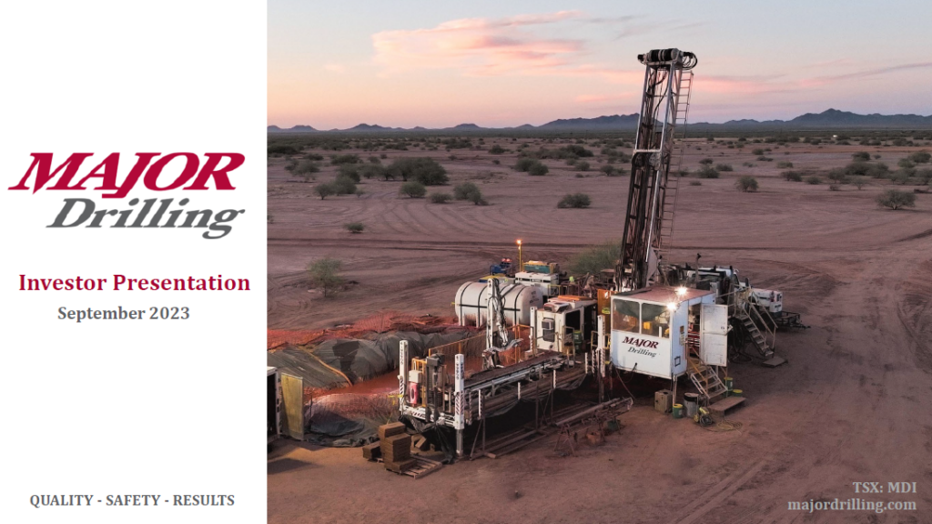 Una portada de presentación para Major Drilling
